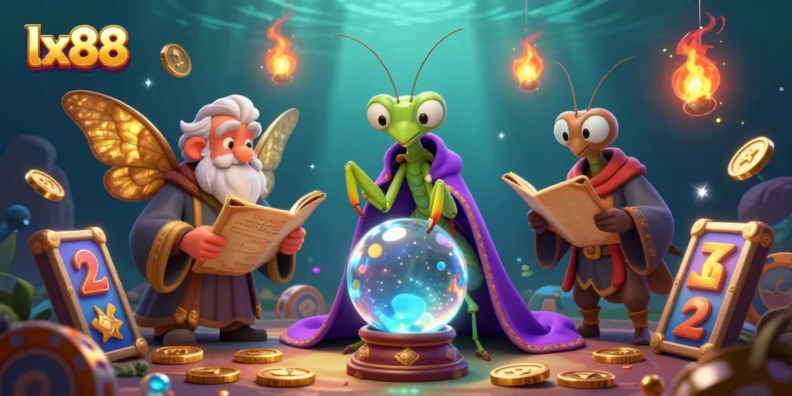 Engage with lx88's vibrant, mystical casino scene featuring dynamic fortune teller and moth librarian.
