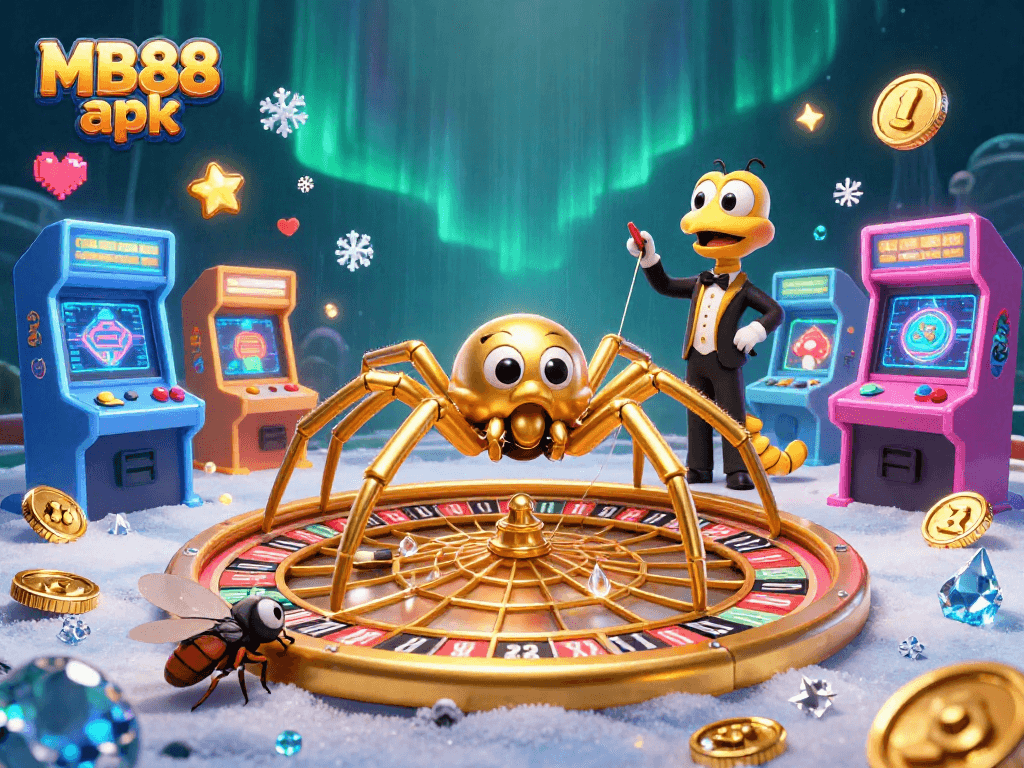 Experience thrilling gameplay with MB88 apk, featuring roulette wheel elements and a colorful gaming scene.