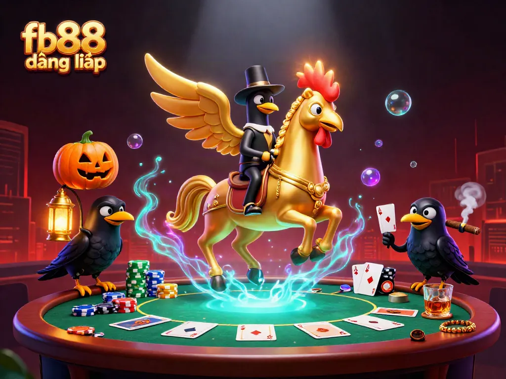 Experience the thrilling fb88 đăng nhập action with a golden rooster in a magical casino scene.