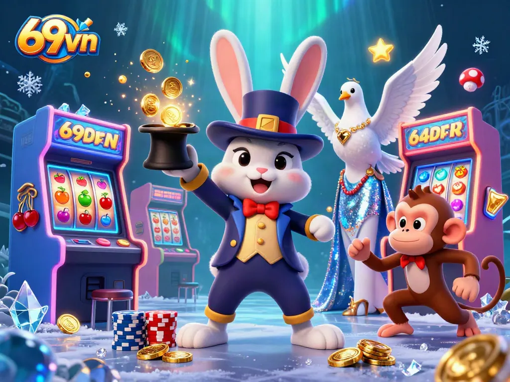 Engage with the 69vn casino experience as vibrant characters and dynamic gaming elements surround you.
