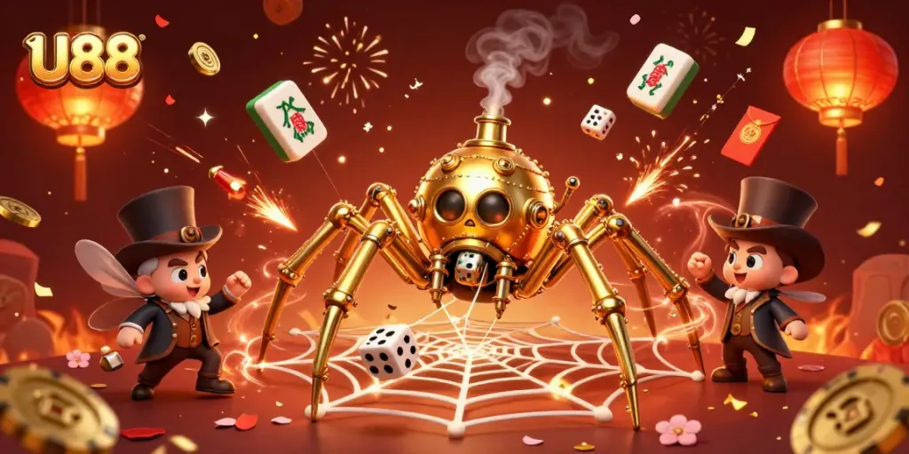 Engage in thrilling gameplay on U88, surrounded by a vibrant casino atmosphere featuring unique game elements.