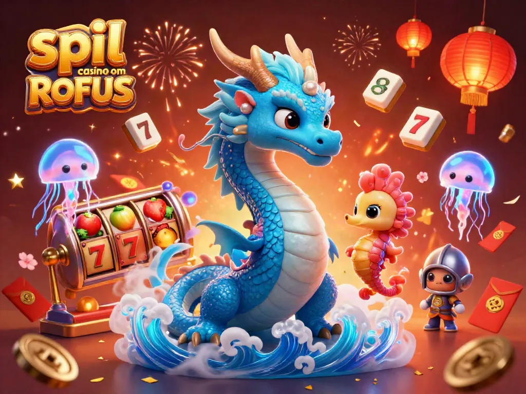 Engage in thrilling casino games and opportunities at spil casino uden om ROFUS with vibrant dragon and seahorse characters.