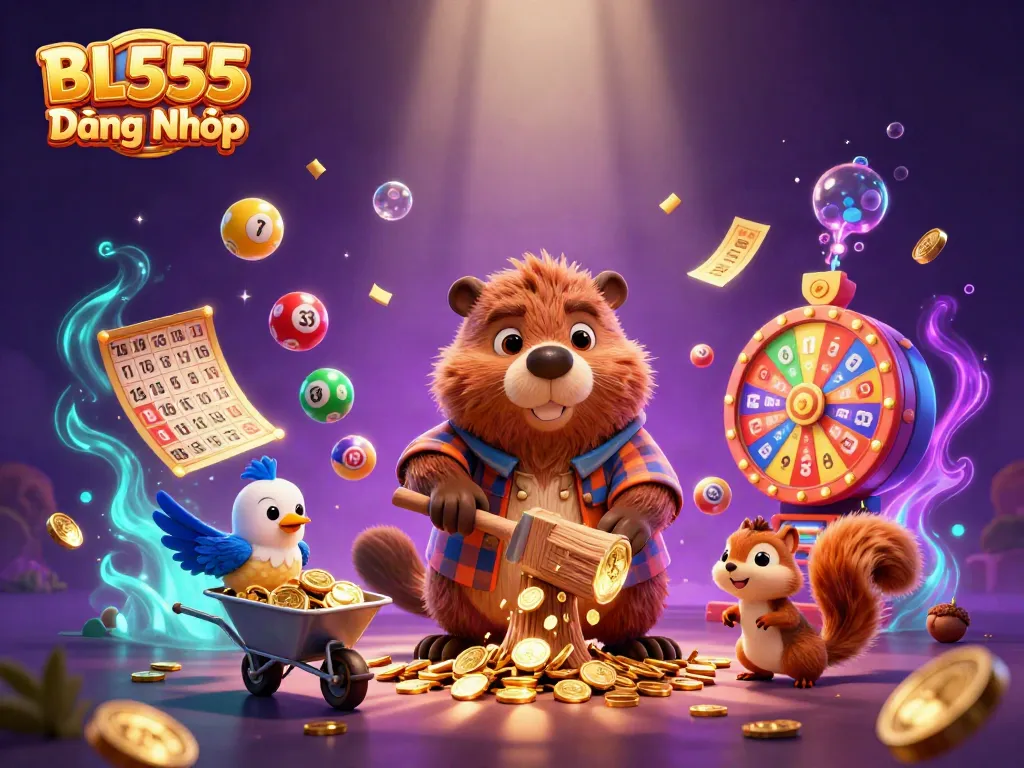 Engage with excitement in the BL555 Đăng Nhập gaming world where a cartoon beaver chops trees raining coins!