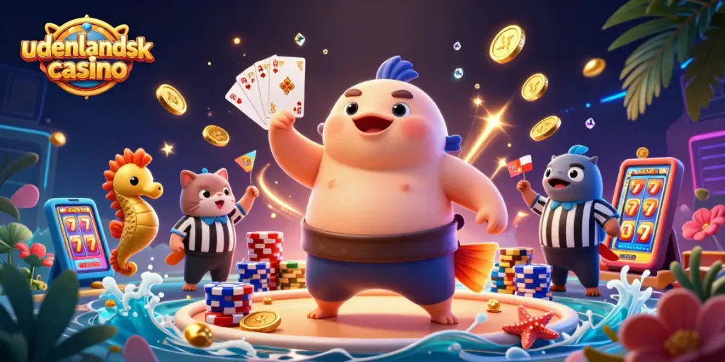 Experience the excitement of udenlandsk casino gaming with vibrant characters and thrilling casino elements.