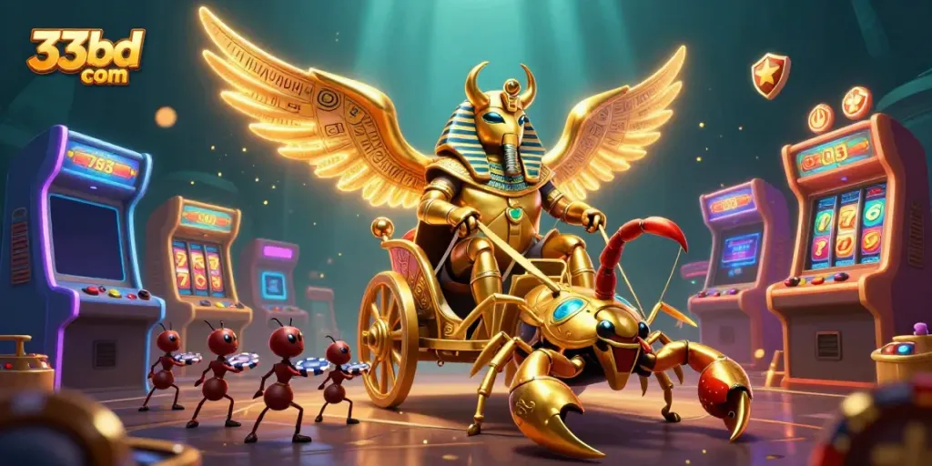 Experience thrilling games at 33bd com with a vibrant, rich 3D casino illustration.