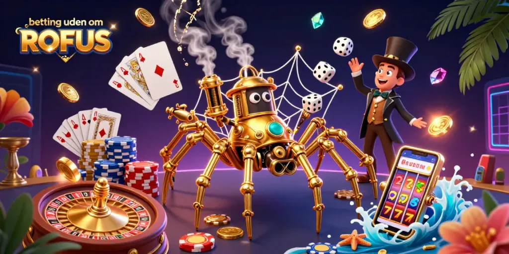Spin and win with betting uden om ROFUS, featuring a vibrant steampunk casino scene.