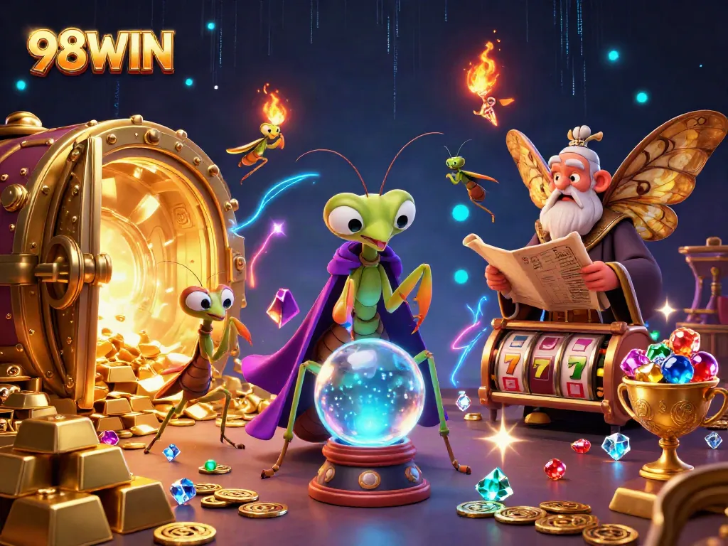 Engage players with 98WIN's vibrant casino scene featuring enchanting characters and dynamic game elements.