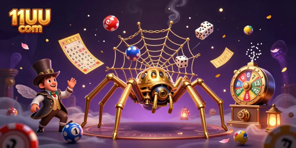 Experience thrilling gaming at 11UU com with this vibrant 3D casino scene full of steampunk elements.