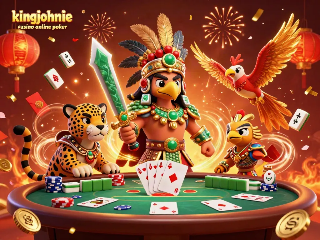Engage in thrilling poker at kingjohnnie casino online poker with vibrant characters and festive celebrations.