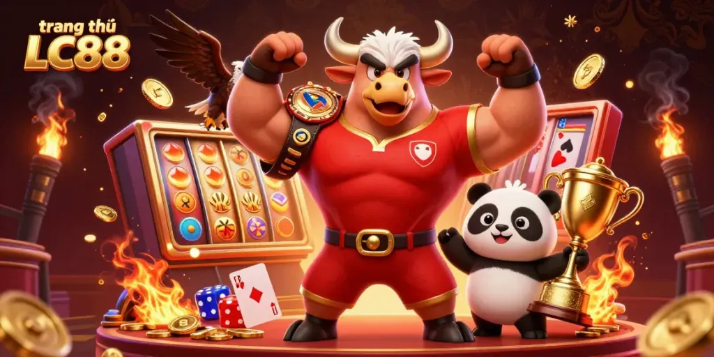 Play at trang chủ LC88 for thrilling casino action with slots and golden trophies!