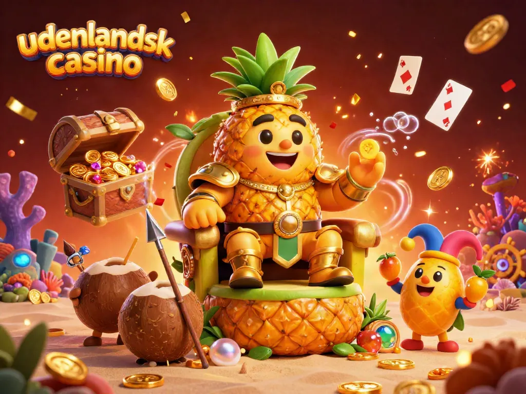 Experience vibrant action at an udenlandsk casino with the golden pineapple king and colorful elements.